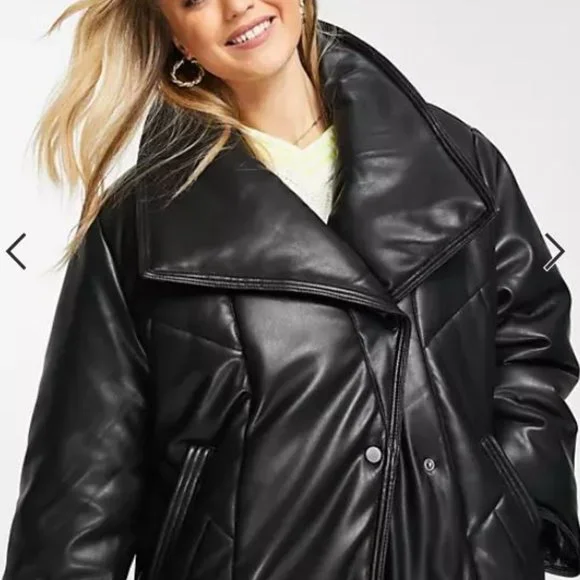 ASOS Jackets Coats Asos Faux Leather Puffer Jacket Nwt